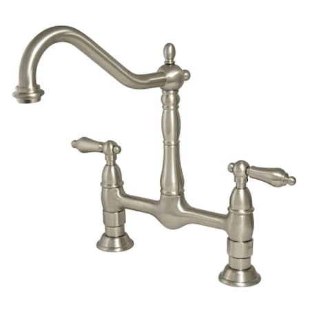 KS1178AL Heritage Bridge Kitchen Faucet, Brushed Nickel